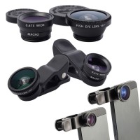 KIT LENTES 3EN1 UNIVERSAL  PLATEADO. OJO DE PEZ, GRAN ANGULAR Y MACRO